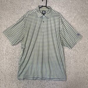 Footjoy Golf Polo Shirt Mens XL Green Purple Plaid Preppy Performance Logo